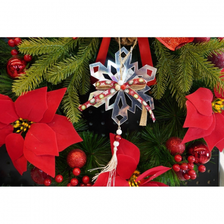 Ornament brad, Flippy, Fulg de nea, Argintiu, Lucios, 14*26CM, Acril, Interior/ Exterior [6]