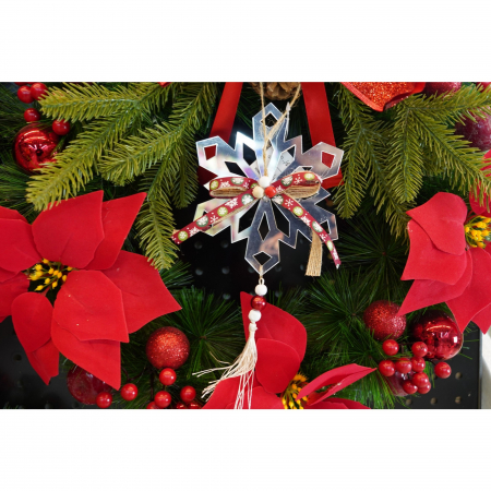 Ornament brad, Flippy, Fulg de nea, Argintiu, Lucios, 14*26CM, Acril, Interior/ Exterior [1]