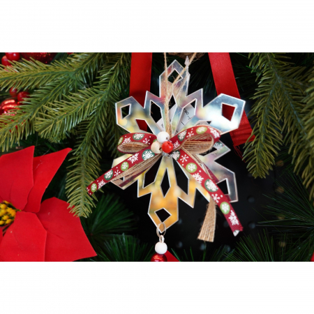 Ornament brad, Flippy, Fulg de nea, Argintiu, Lucios, 14*26CM, Acril, Interior/ Exterior [3]