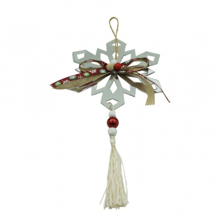 Decoratiuni, ornamente si articole Craciun - Ornament brad, Flippy, Fulg de nea, Argintiu, Lucios, 14*26CM, Acril, Interior/ Exterior
