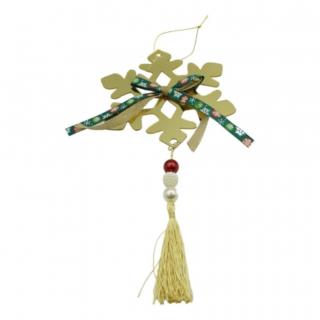 Decoratiuni, ornamente si articole Craciun - Ornament brad, Flippy, Fulg de nea, Auriu, Lucios, 15*27CM, Acril, Interior/ Exterior