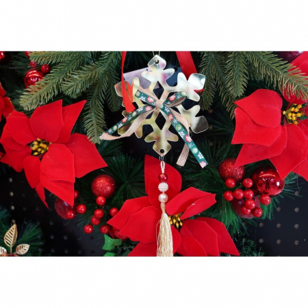 Ornament brad, Flippy, Fulg de nea, Auriu, Lucios, 15*27CM, Acril, Interior/ Exterior [6]