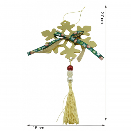 Ornament brad, Flippy, Fulg de nea, Auriu, Lucios, 15*27CM, Acril, Interior/ Exterior [5]