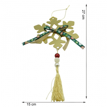 Ornament brad, Flippy, Fulg de nea, Auriu, Lucios, 15*27CM, Acril, Interior/ Exterior [10]