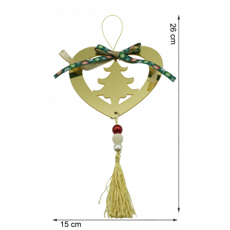 Ornament brad, Flippy, Inima, Auriu, Lucios, 15*26CM, Acril, Interior/ Exterior [5]