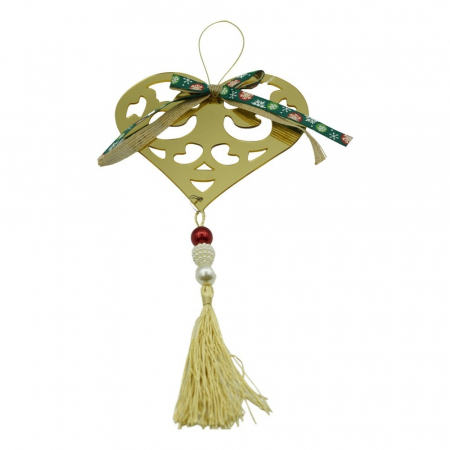 Decoratiuni, ornamente si articole Craciun - Ornament brad, Flippy, Inima, Auriu, Lucios, 15*26CM, Acril, Interior/ Exterior
