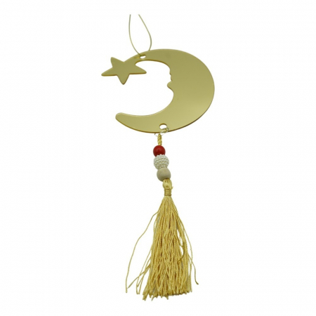 Pentru Casa si Camping - Ornament brad, Flippy, Luna, Auriu, Lucios, 10*25CM, Acril, Interior/ Exterior