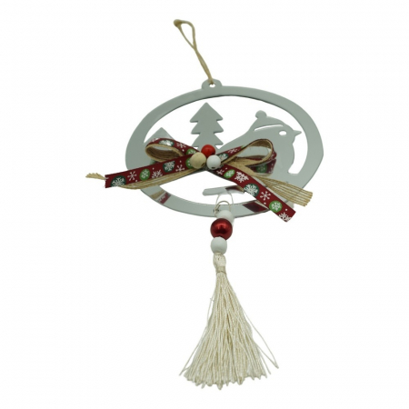Decoratiuni, ornamente si articole Craciun - Ornament brad, Flippy, Pasare, Argintiu, Lucios, 14*26CM, Acril, Interior/ Exterior