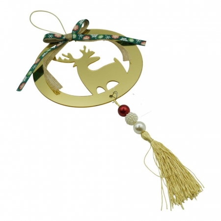 Decoratiuni, ornamente si articole Craciun - Ornament brad, Flippy, Ren, Auriu, Lucios, 15*25CM, Acril, Interior/ Exterior