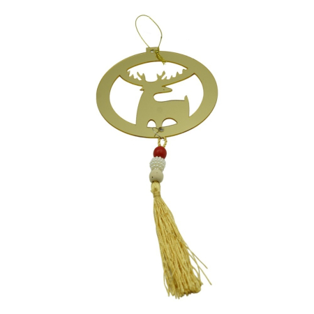 Casă și camping - Ornament brad, Flippy, Ren, Auriu, Lucios, 8*25CM, Acril, Interior/ Exterior