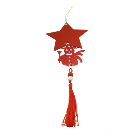 Decoratiuni, ornamente si articole Craciun - Ornament brad, Flippy, Stea, Om de zapada, Rosu, Lucios, 10*28CM, Acril, Interior/ Exterior