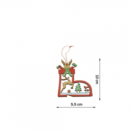 Ornament de brad cerb, Flippy, multicolor, lemn, 10 cm [5]