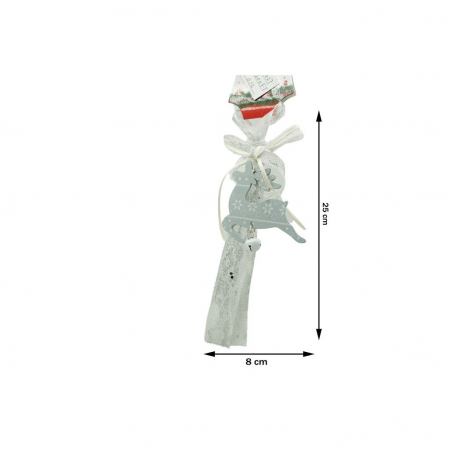 Ornament de brad craciun cerb, Flippy, gri, lemn, 25 cm [2]