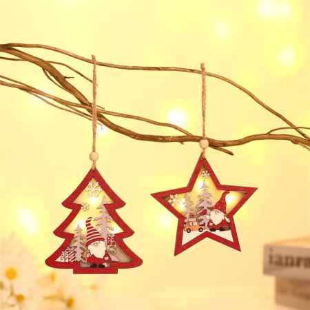 Ornament de Brad, Flippy, cu Lumini LED, din Lemn, Figurina Elf, Model Brad, Multicolor [7]