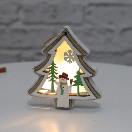 Ornament de Brad, Flippy, cu Lumini LED, din Lemn, Model Brad, Multicolor [1]