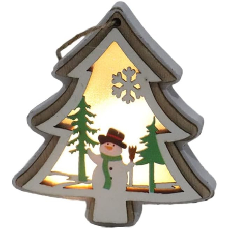 Ornament de Brad, Flippy, cu Lumini LED, din Lemn, Model Brad, Multicolor [0]