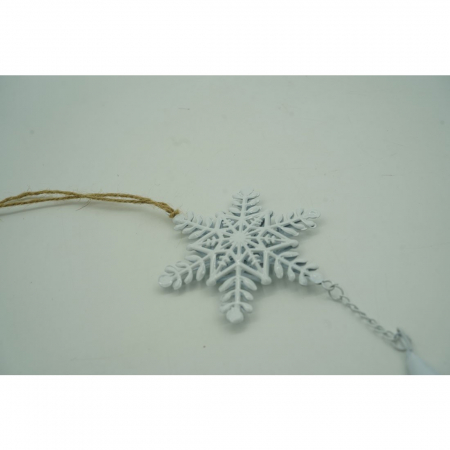 Ornament de brad fulg de nea, Flippy, alb, metal, 20 cm [4]