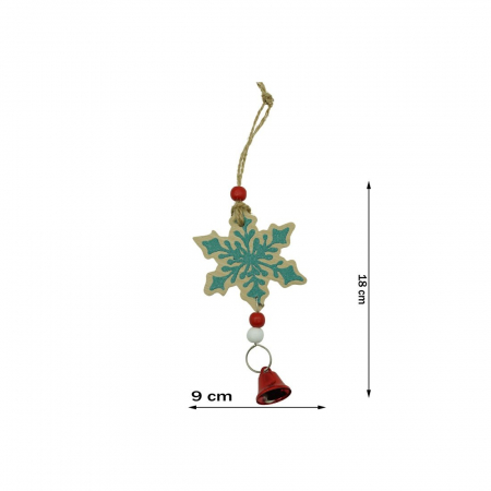 Ornament de brad fulg de nea, Flippy, multicolor, lemn, 18 cm [4]