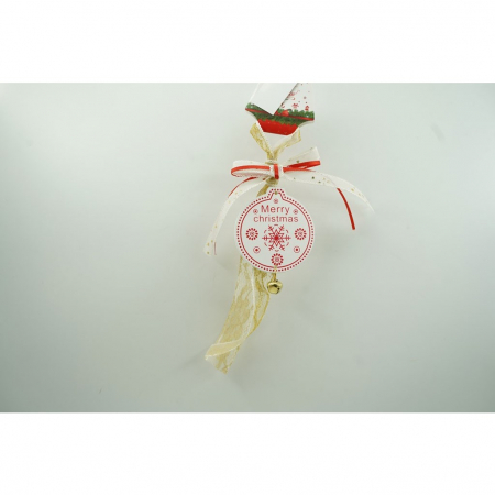 Ornament de brad medalion, Flippy, alb, lemn, 25 cm [2]