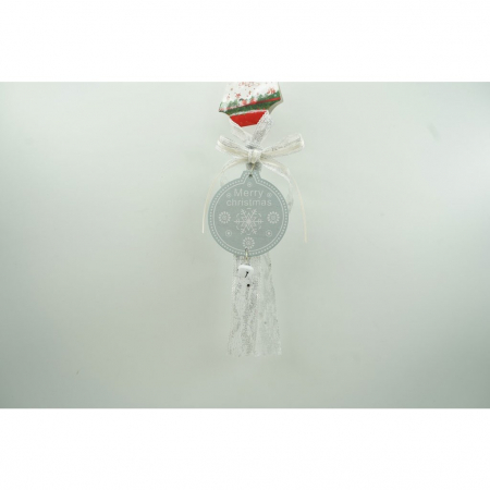 Decoratiuni, ornamente si articole Craciun - Ornament de brad medalion, Flippy, gri, lemn, 25 cm