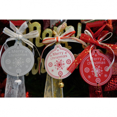 Ornament de brad medalion, Flippy, rosu, lemn, 25 cm [5]