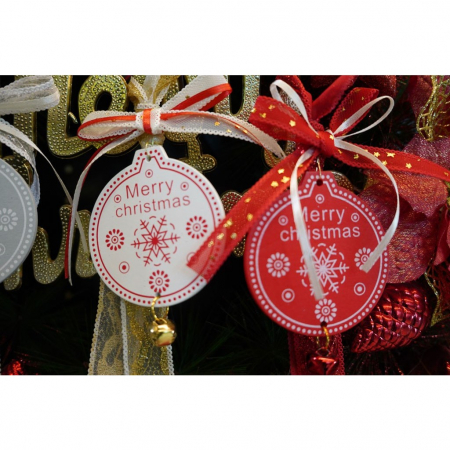 Ornament de brad medalion, Flippy, rosu, lemn, 25 cm [7]