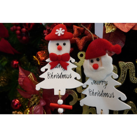 Ornament de brad mos craciun, Flippy, alb, lemn, 20 cm [6]