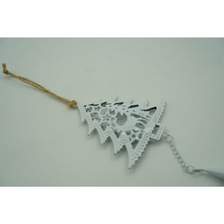 Ornament de brad pom de craciun, Flippy, alb, metal, 20 cm [4]