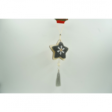 Ornament de brad stea, Flippy, negru, lemn/textil, 25 cm [2]