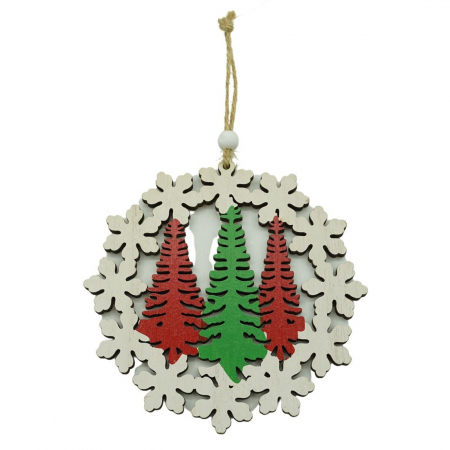 Ornament de brad trei brazi, Flippy, multicolor, lemn, 12 cm [1]