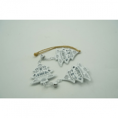 Ornament de brad trei pomi de craciun, Flippy, alb, metal, 30 cm [4]