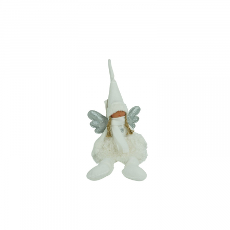 Ornament de Craciun ingeras, Flippy, alb/gri, textil, 51 cm [0]