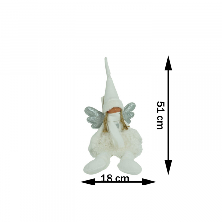 Ornament de Craciun ingeras, Flippy, alb/gri, textil, 51 cm [10]