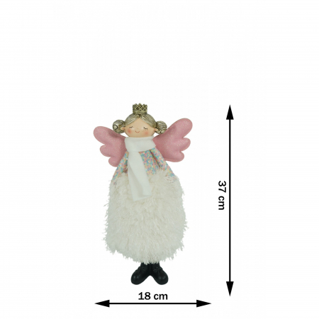 Ornament de Craciun ingeras, Flippy, alb, textil, 37 cm [15]