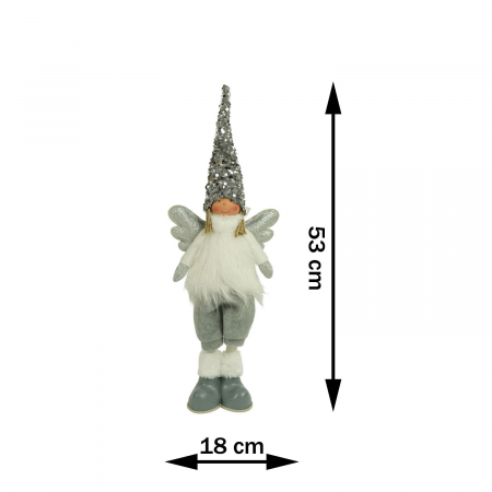 Ornament de Craciun ingeras model 2, Flippy, alb/gri, textil, 53 cm [8]