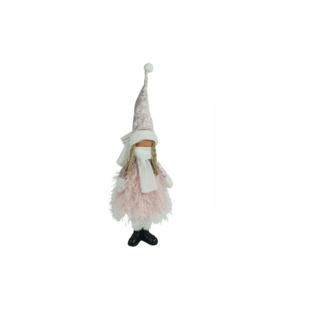 Pentru Casa si Camping - Ornament de Craciun papusa, Flippy, roz/alb, textil, 44 cm