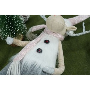 Ornament de Craciun ren cu picioare telescopice, Flippy, gri/alb, textil, 100 cm [12]