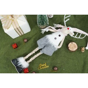 Ornament de Craciun ren cu picioare telescopice, Flippy, gri/alb, textil, 100 cm [14]