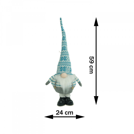 Ornament de Craciun spiridus, Flippy, alb/albastru, textil, 59 cm [10]