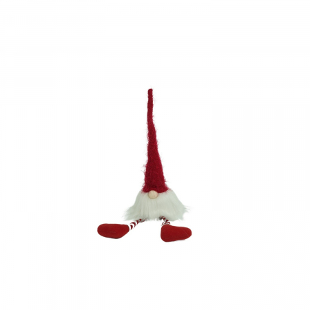 Decoratiuni, ornamente si articole Craciun - Ornament de Craciun spiridus, Flippy, alb/rosu, textil, 52 cm