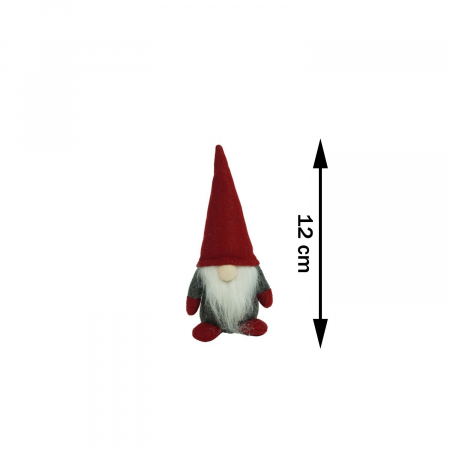 Ornament de Craciun spiridus, Flippy, gri/rosu, textil, 12 cm [2]