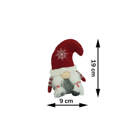 Ornament de Craciun spiridus, Flippy, gri/rosu, textil, 19 cm [2]