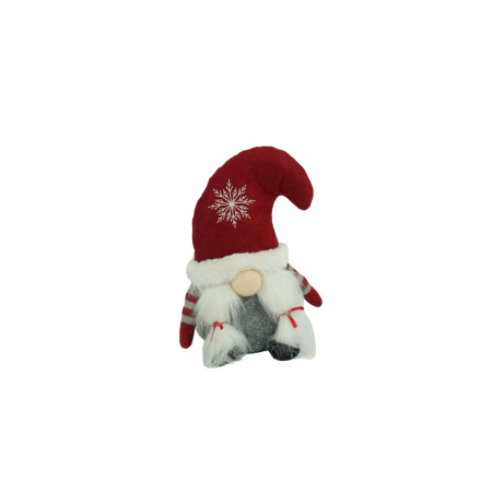 Casă și camping - Ornament de Craciun spiridus, Flippy, gri/rosu, textil, 19 cm
