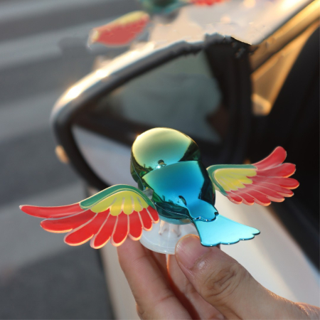 Ornament Decorativ Auto, Flippy, Model Pasare Zburatoare pentru Moto/Auto, din plastic Rezistent, 14.5 x 8 x 5 cm, Verde/Multicolor [3]