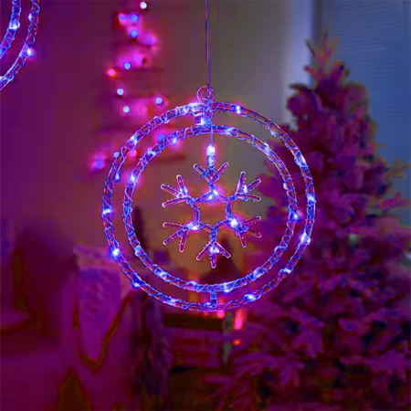 Decoratiuni luminoase exterioare & interioare - Ornament luminos  40 x 40 cm, fulg de nea, albastru