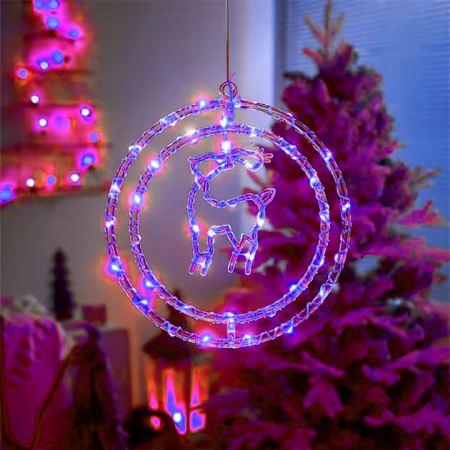 Decoratiuni luminoase exterioare & interioare - Ornament luminos  40 x 40 cm, ren, albastru