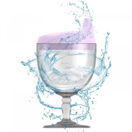 Lichidare Pahar din Plastic Transparent cu Picior, Flippy, pentru Copii, 14 x 7.7 cm, cu Cioc Antiscurgere, + 3 Ani, Fara Maner, Mov [1]