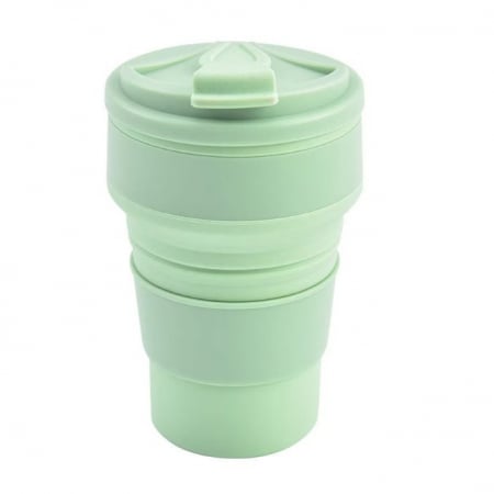 Bucatarie si electrocasnice - Pahar pliabil din silicon Flippy, pentru calatorii, camping, 500 ml, verde