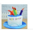 Articole petrecere - Palarie Happy Birthday, Flippy, Accesoriu pentru Petrecere, Model Tort, Tematica Aniversare, 60x60x55 cm, Albastru