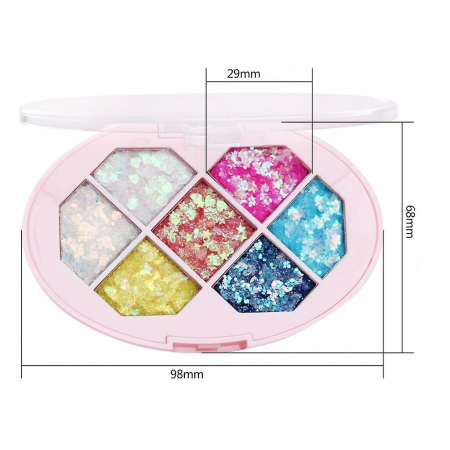 Paleta cu Glitter, Flippy, Varianta 1, 7 Nuante, Pentru Corp si Par, 50 g, Rezistent la Apa, 9.8 x 6.8 cm, Multicolor [4]